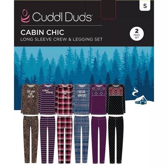 Cuddl Duds Womens Blue Winter Long Sleeve Pajamas Loungewear 2 Pc Set Sz S New - Picture 6 of 11
